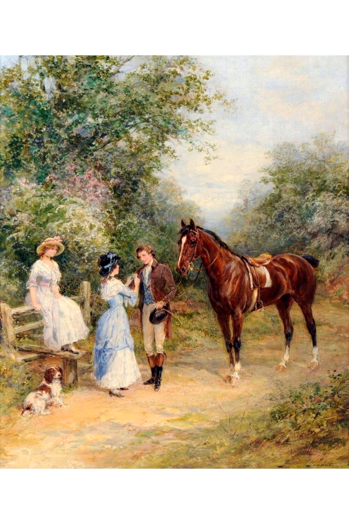 Marcel Kristal Tablo Klasik At Çiftliğinde Elmas Mozaik Tablo 51x58cm