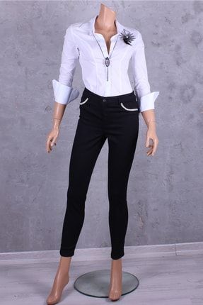 Siyah Taşlı Likralı Pantolon Özel Tasarım TT120014