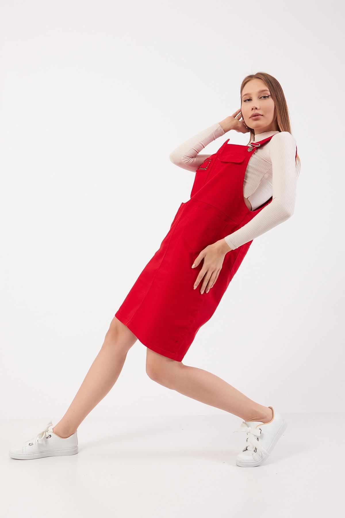 Denim jumpsuit long skirt discount