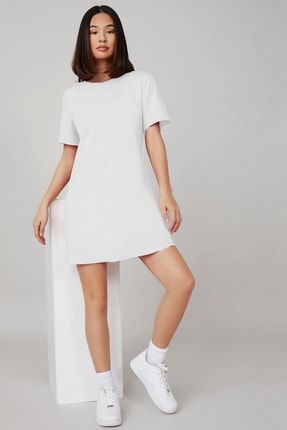 Kadın Beyaz Oversize Classic Düz Mini Elbise 5122 301 TSEBSTELBISE