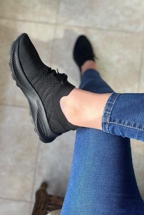 Kadın Siyah Streç Triko Yazlık Spor Ayakkabı NL-Y-G103