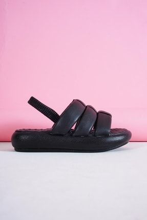 Kadın Many Siyah 3 Bant Lastikli Bilekten Bağlama Terlik&sandalet M105 150782BAS0239