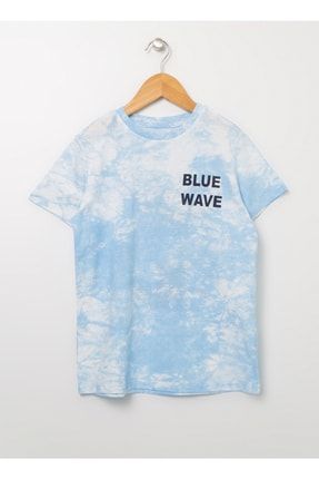 Limon Batik Boy Bisiklet Yaka Standart Kalıp Baskılı Mavi Erkek Çocuk T-shirt 5002802310