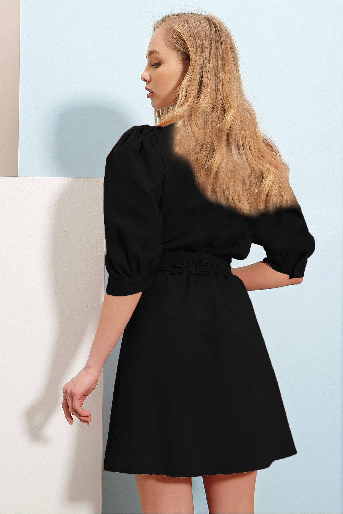 Petite black dress with clearance sleeves
