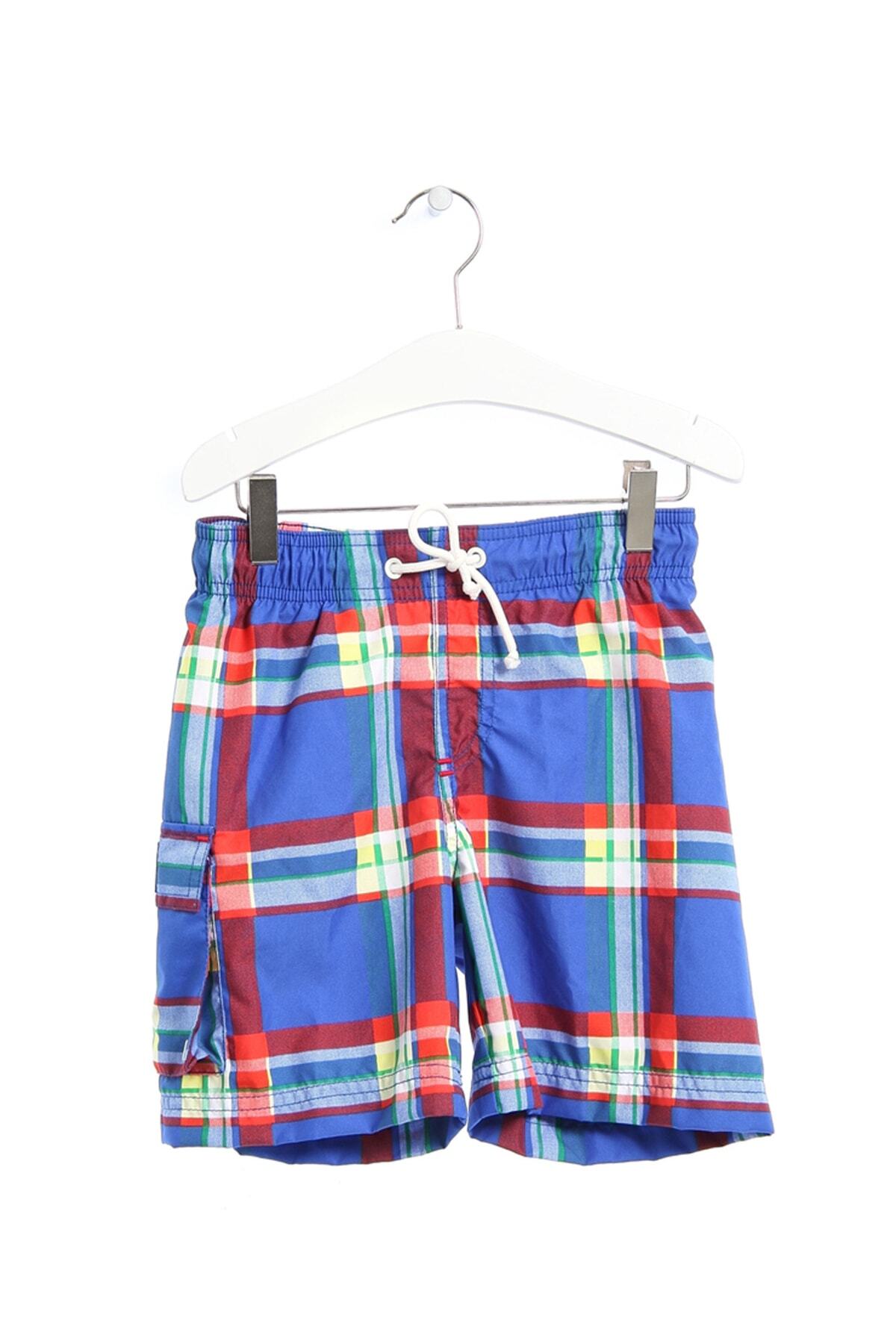  شورت بچه گانه پسرانه طرح چهارخانه سرمه ای - سرمه ای