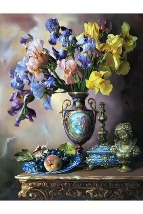 Klasik Vazodaki Çiçekler Marcel Sanat Elmas Mozaik Tablo 46x61cm M2016110