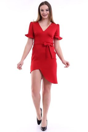 Kırmızı Göğüs Detaylı Elbise F110 f110