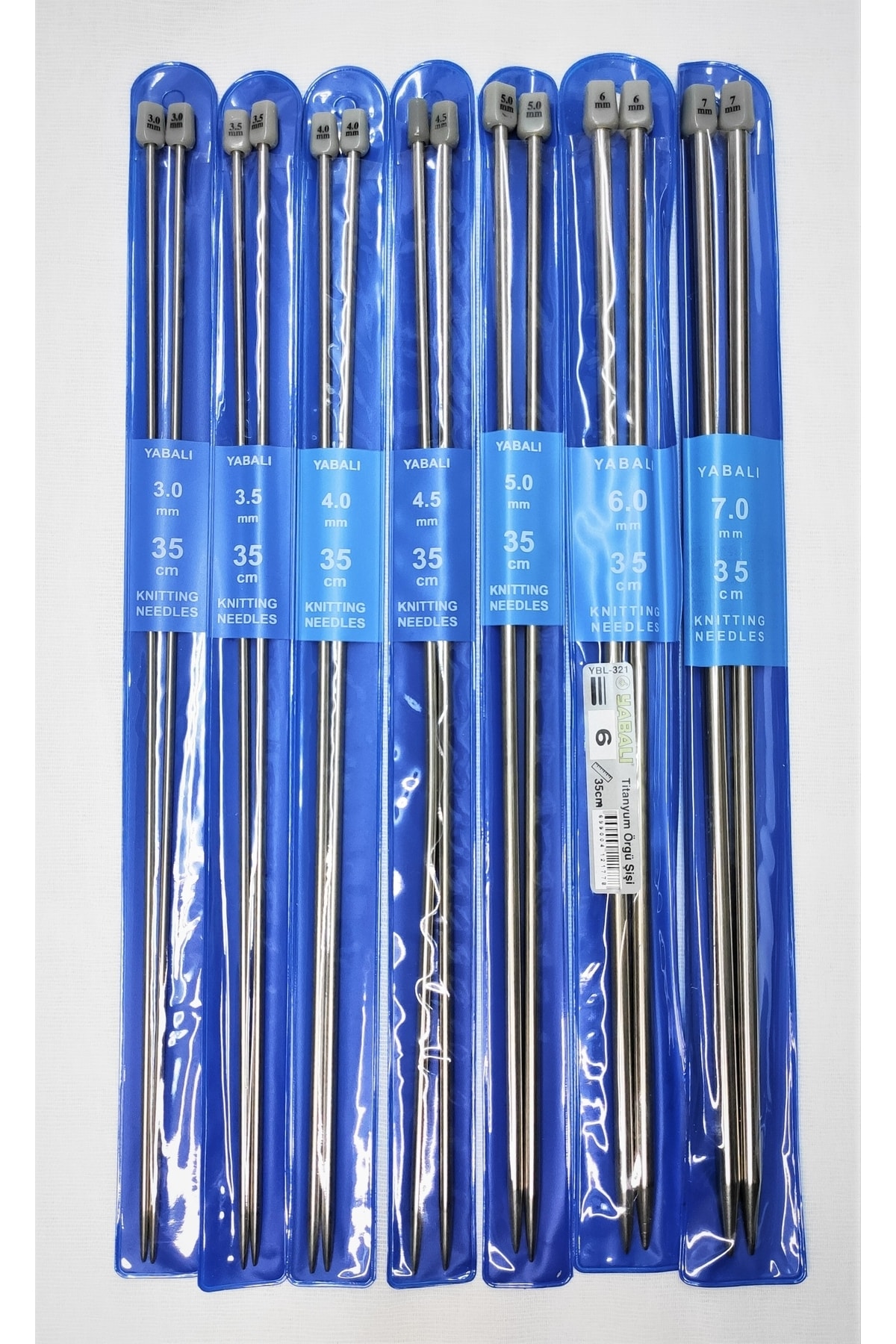 Yabali 35cm Knitted Skewer Set - 7 Pieces Titanium Skewer Set -3-3,5-4-4,5-5-6-7 Numbers