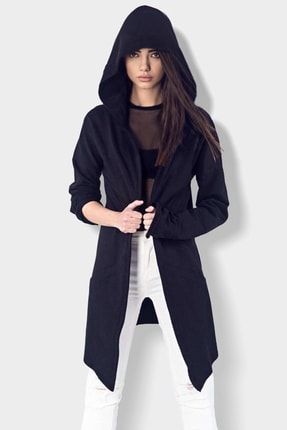 Kadın Siyah Kapüşonlu Ceket Sweatshirt Yeni Nesil Tasarım 5150 10 CKTGCKYK