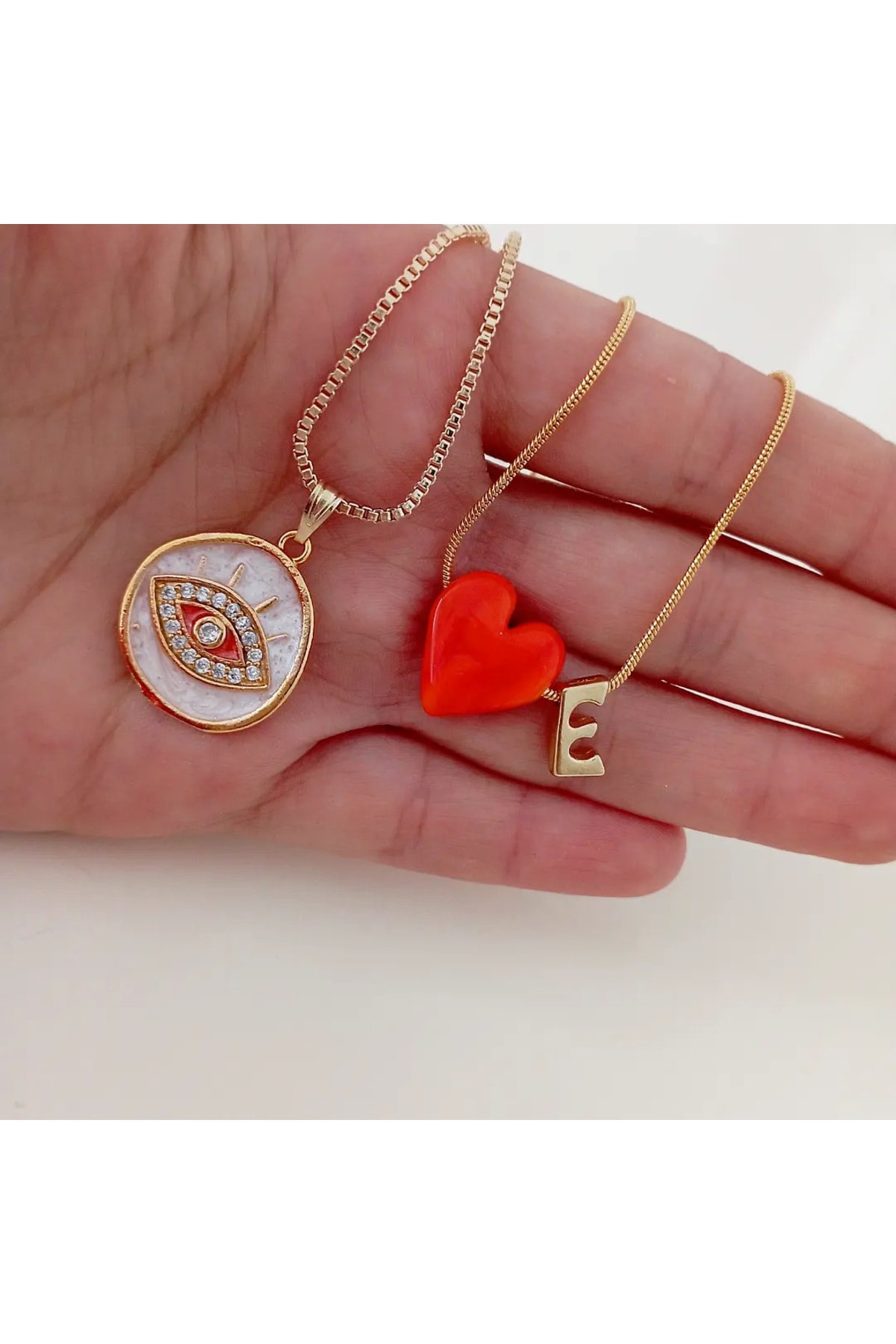 Murano Kalp / Sedefli Zirkon Taşlı Göz Kolye