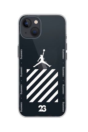 Iphone 13 Şeffaf Jordan Tasarımlı Lüx Premium Silikon Kılıf IP13-LJ33