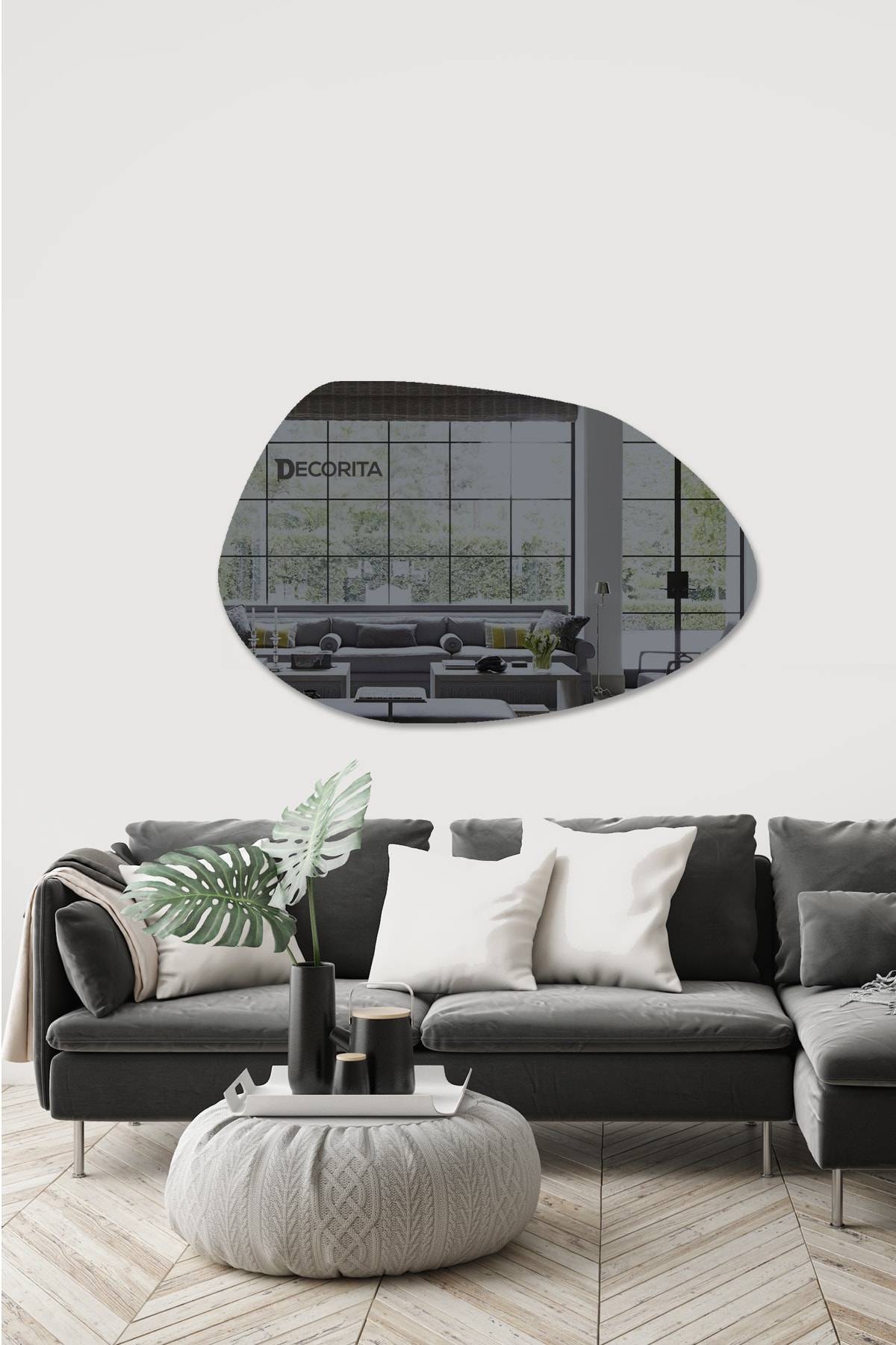 Mirror - Smoked Mirror - Design Shaped Oval Mirror - 119cm X 79cm