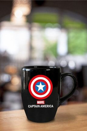 Captain America Siyah Kupa Bardak Kahve Kupası Kahve Fincanı KUP526