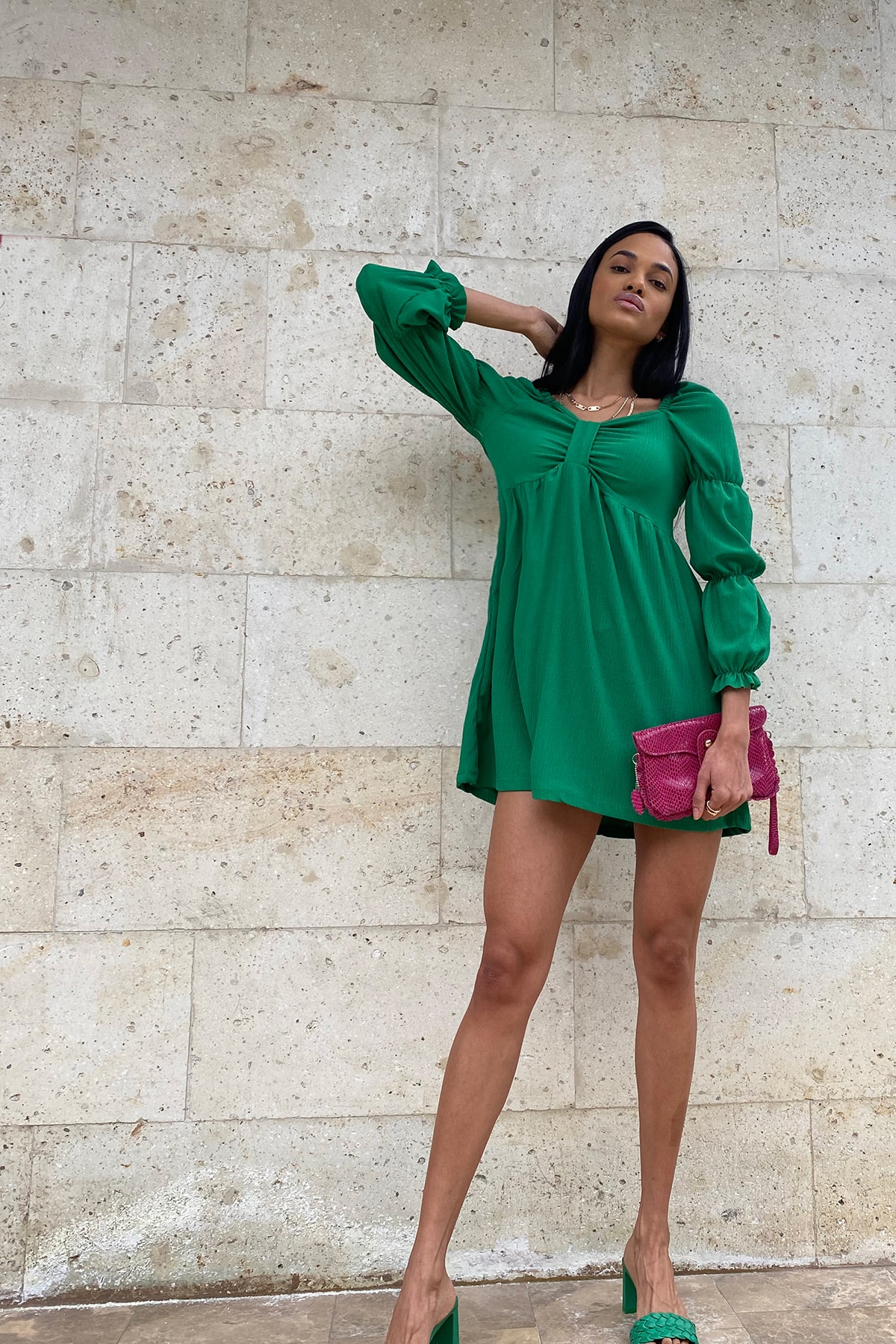Trend Alaçatı Stili Kleid Grün Basic Fast ausverkauft
