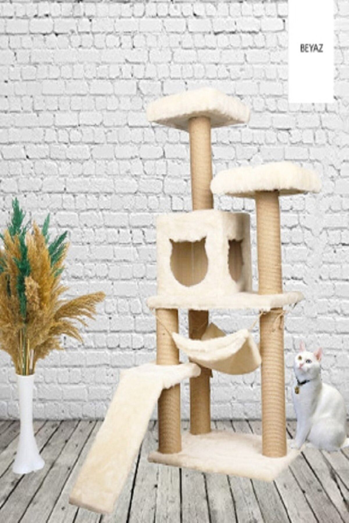 Beyaz S9 Kedi Tırmalama Ve Oyun Evi