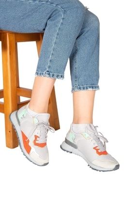 Hollie Renkli Taban Comfort Bağcıklı Kadın Spor Ayakkabı Gri SBSY20220024
