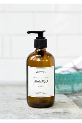 500ml Amber Kahverengi Cam Şişe Shampoo Beyaz Etiketli goblobs108
