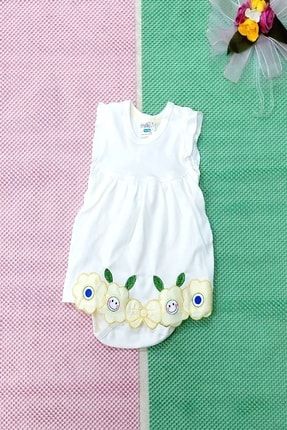Çiçekli Badili Kız Bebek Elbise ka6521215545