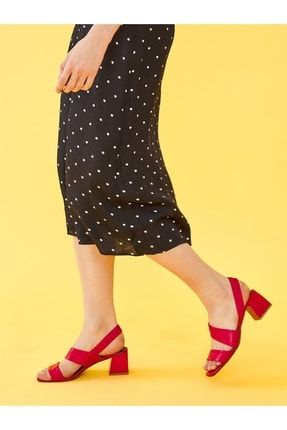 Nassau Kırmızı Deri Topuklu Kadın Sandalet S-0011