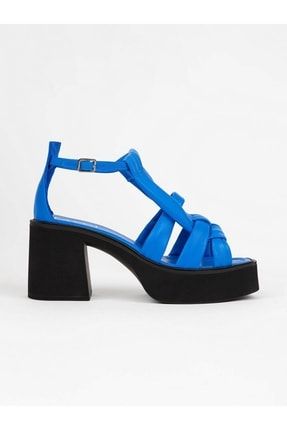 Serio Saks Mavi Deri Kadın Sandalet R-262