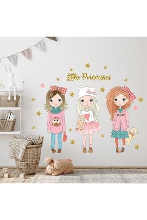 Küçük Prensesler Ve Yıldızlar Çocuk Odası Duvar Sticker arcodu000000167