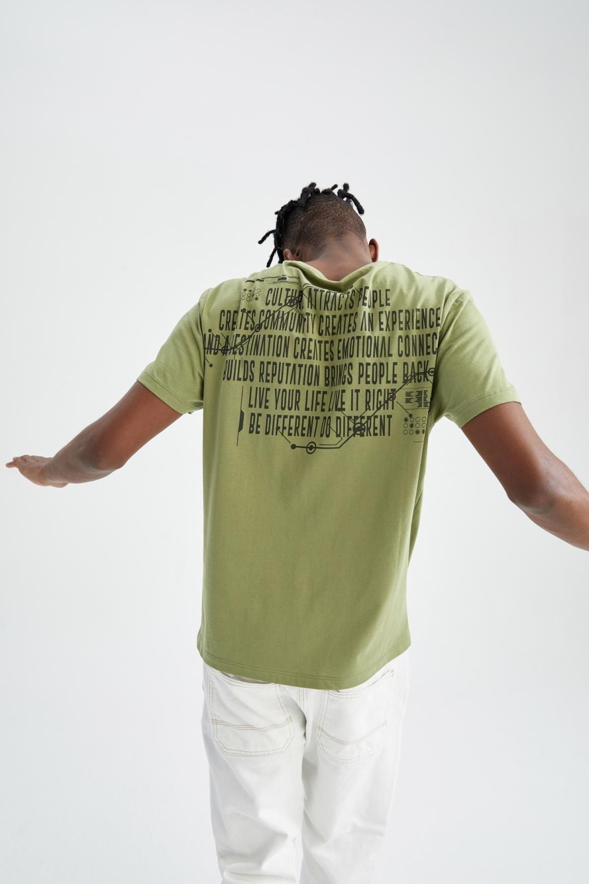 DeFacto T-Shirt Grün Regular Fit
