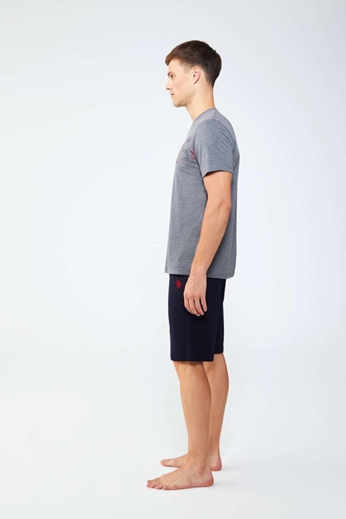 ست پیژامه خاکستری مردانه کت و شلوار تی شرت O18x5y44 U.S. Polo Assn.