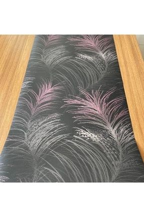 Siyah Zemin Üzeri Pembe Yaprak Desenli Ithal Duvar Kağıdı (5m²) 97111