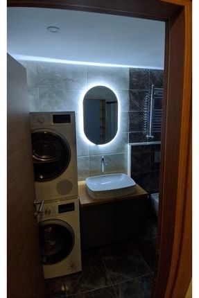 90 X 70 Cm Beyaz Ledli Oval Banyo Aynası/ Makyaj Aynası/ Prizli NRKS100-NOBLA90X60-PRZ