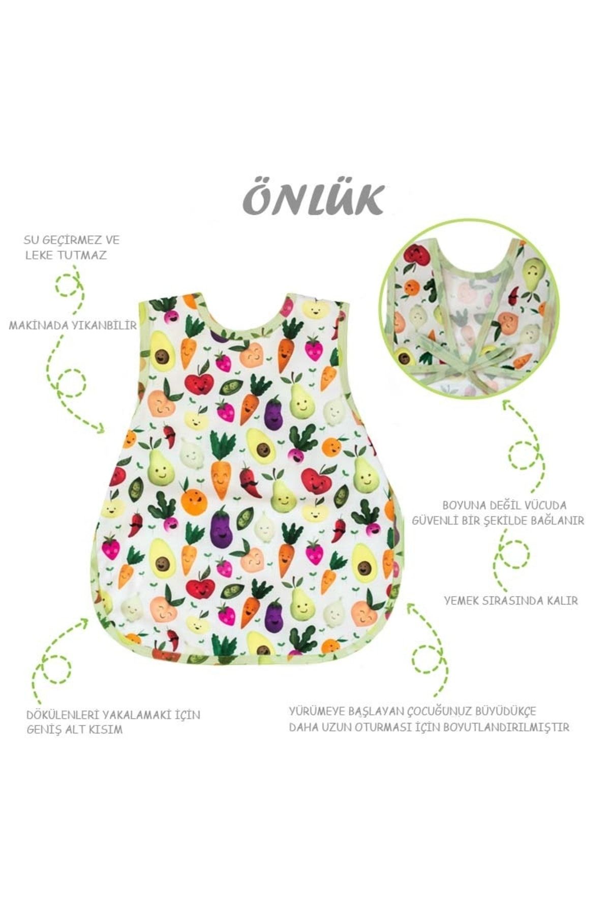 Modakids-Unisex Girl Boy Baby Dinos Patterned Wipeable Washable Liquid Proof Feeding and Food Bib 3