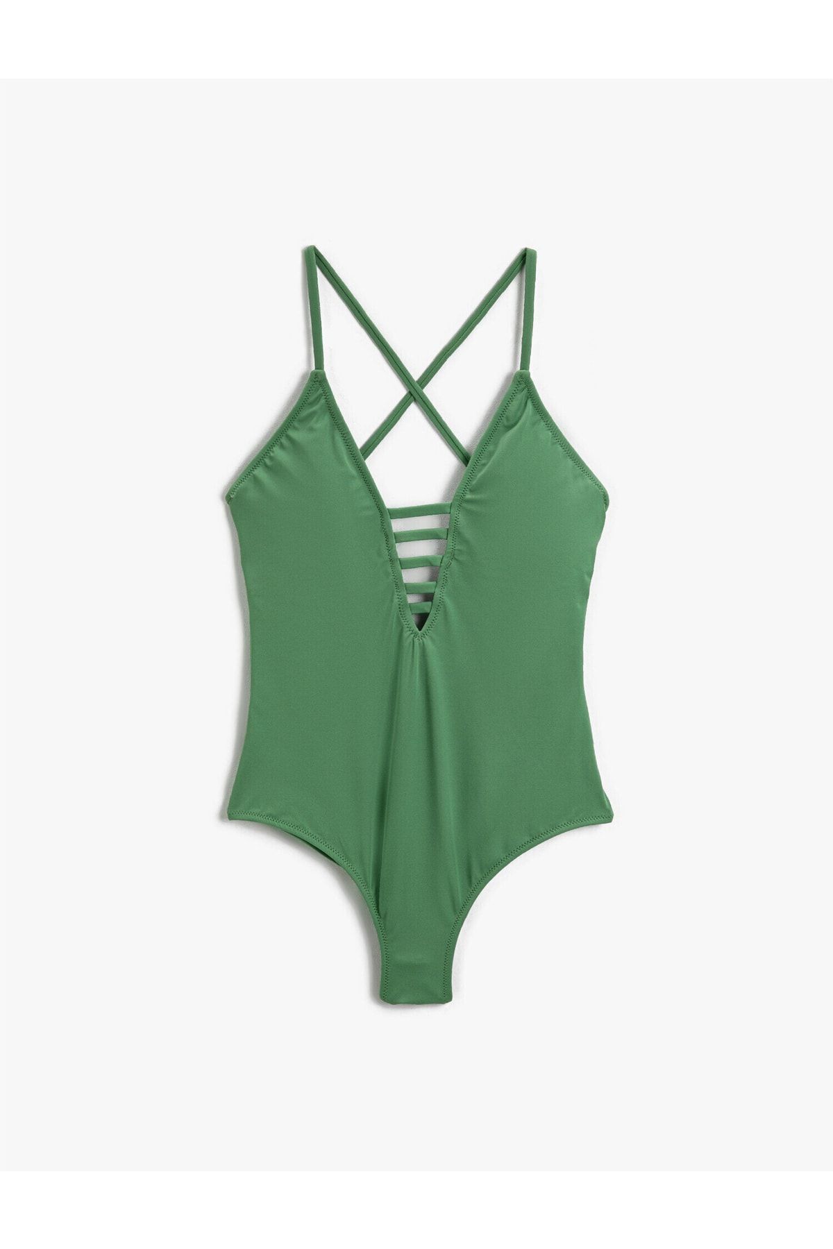 مایو لباس شنا یقه هفت سبز کوتون Koton
