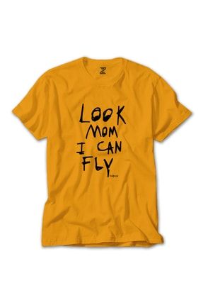 Travis Scott Look Mom I Can Fly Sarı Tişört RT0583Y