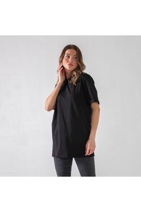 Siyah Basic Oversize T-shirt %100 Pamuk Duble Kol Byrwmbas001