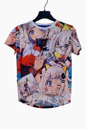 Anime Baskılı Unisex Çocuk Saks Mavi T-shirt CL0134059