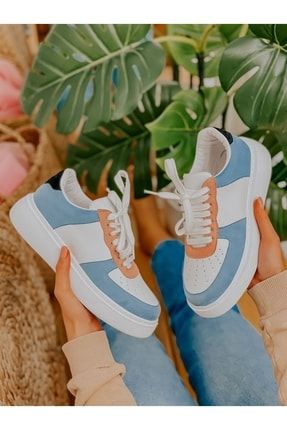 Beyaz Mavi (utah) Kadın Bağcıklı Sneakers ERV2226