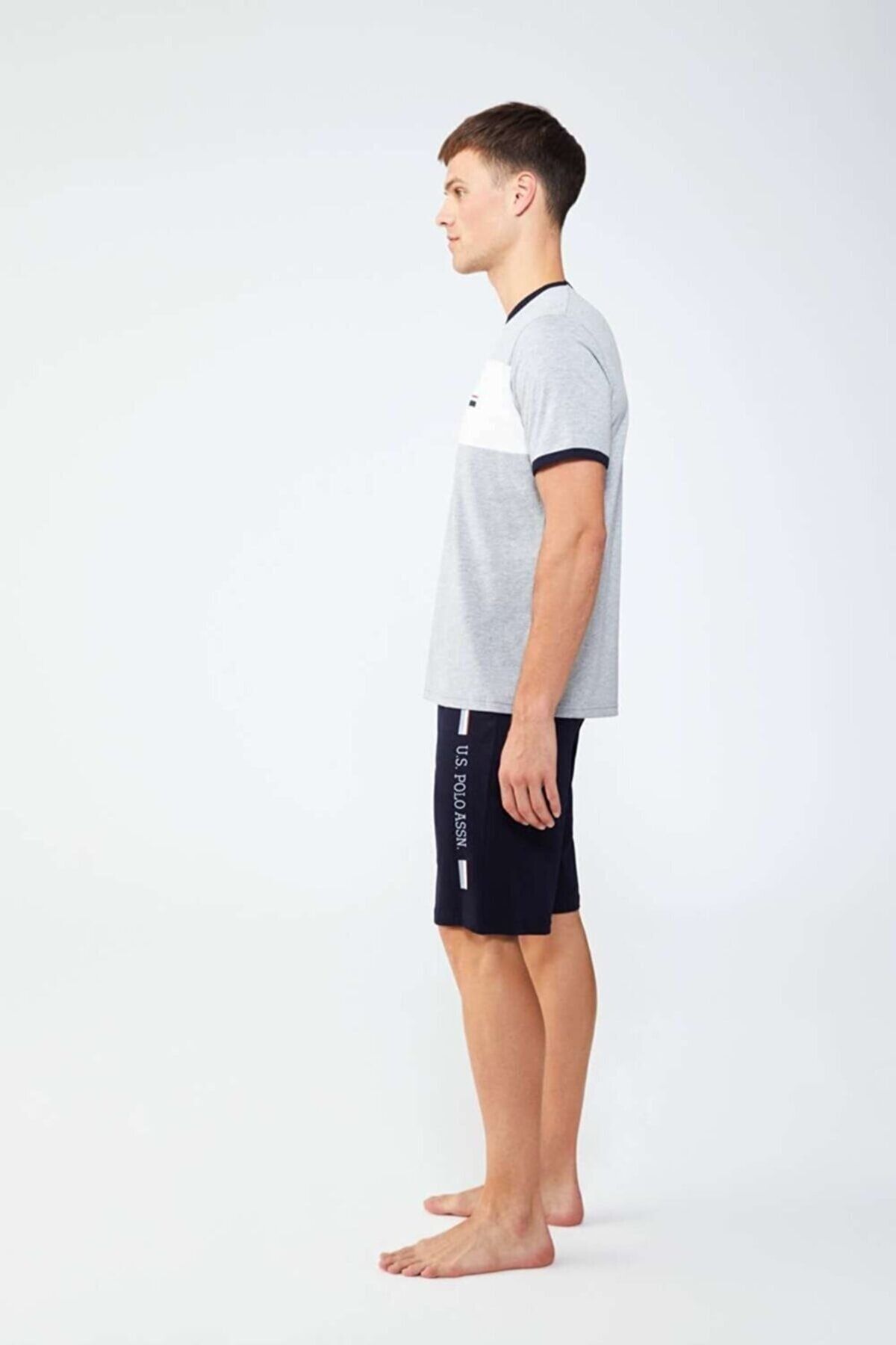 ست پیژامه خاکستری مردانه کت و شلوار تی شرت O18x5y41 U.S. Polo Assn.