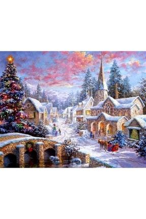 Taş Köprünün Yanındaki Noel Ağacı Marcel Sanat Elmas Mozaik Tablo 74x58cm M20173800