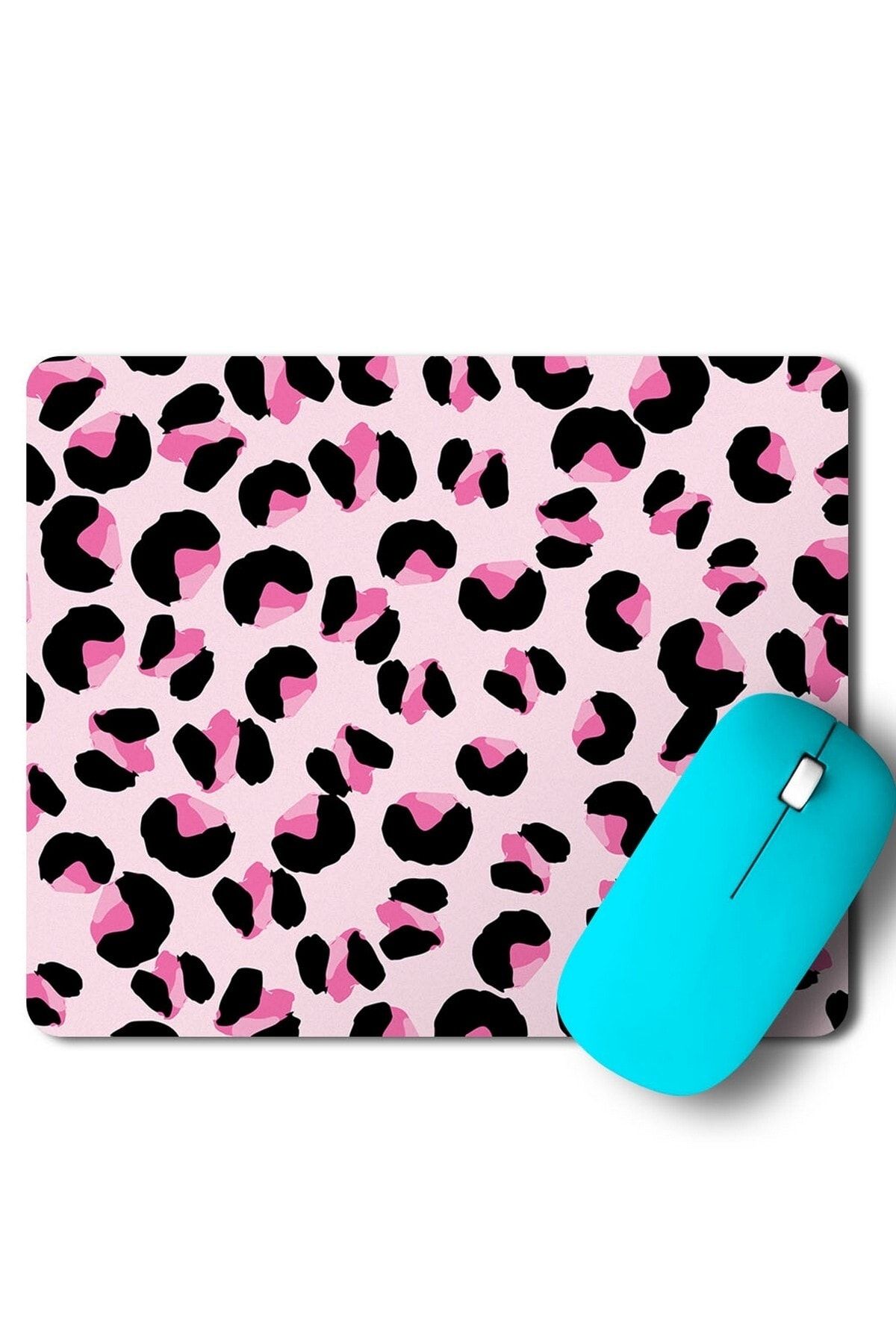 WuW-Pink Leopard Patterned Rectangular Non-Slip Base Mouse Pad 2