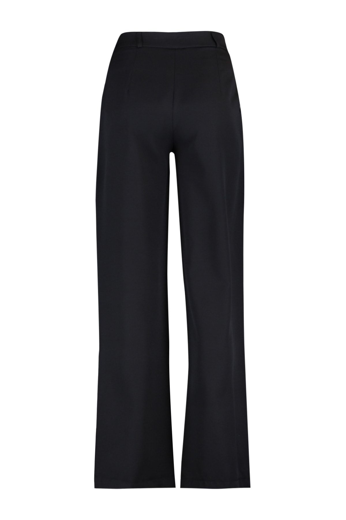 Trendyol Collection-Schwarze, plissierte, gewebte Stoffhose mit hoher Taille und weitem Bein TWOAW21PL0076 21