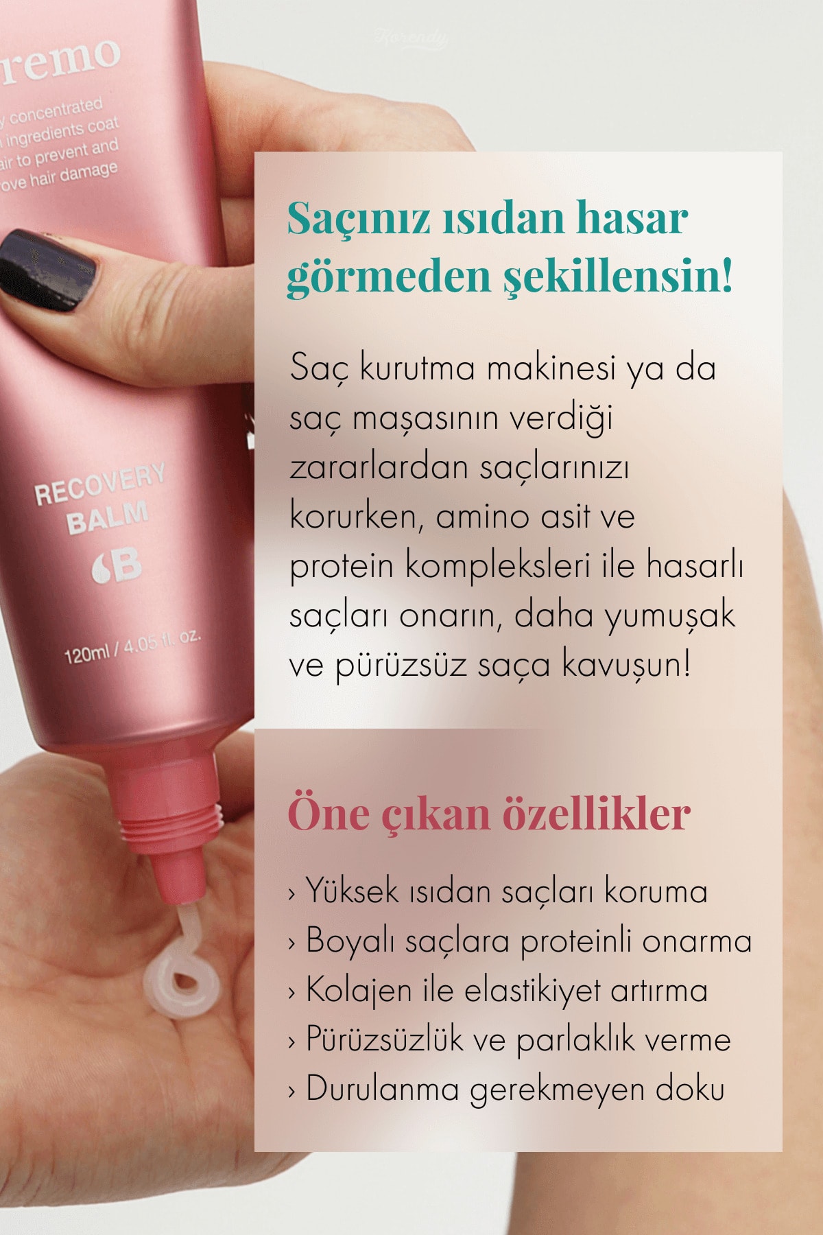 [mini Boy] Recovery Balm B (KORENDY) Saçları Isıdan Koruyucu Protein Kaplayıcı Balm 20ml — KRNDY0393 — تصویر 4 از 7