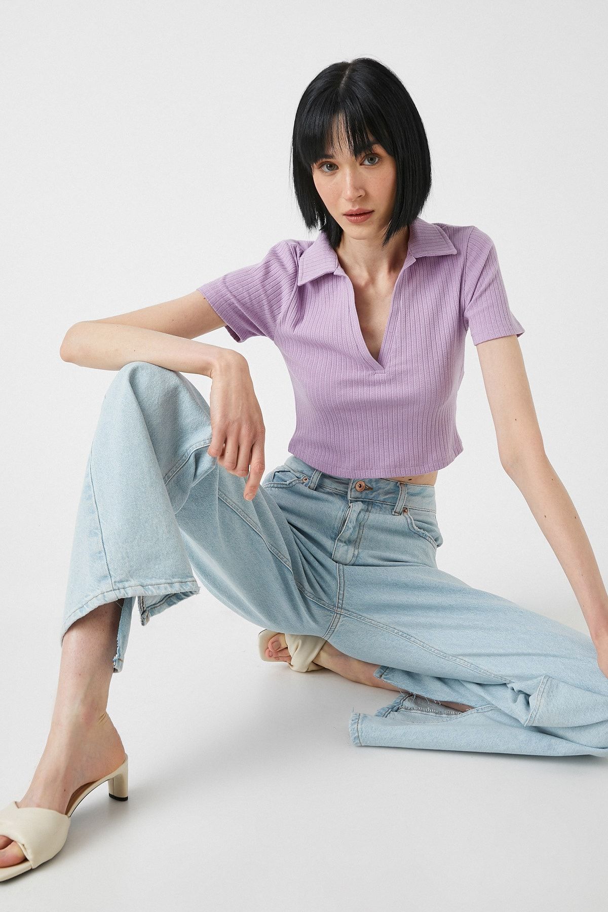 Koton Poloshirt Lila Figurbetont Fast ausverkauft