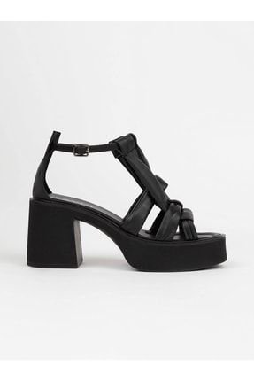 Serio Siyah Deri Kadın Sandalet R-262