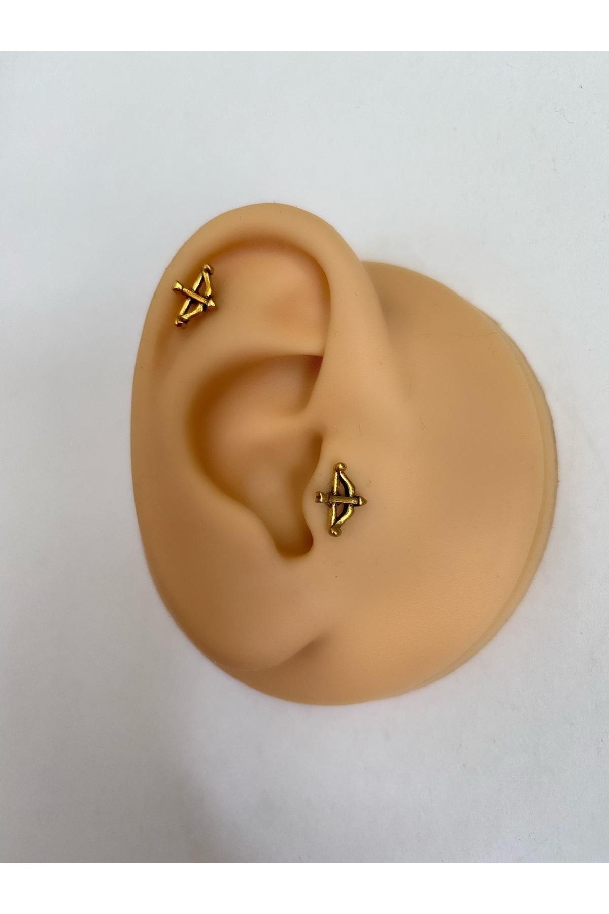 Arescollection Surgical Steel Gold Color Arrow Bow Tragus Helix