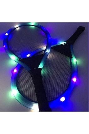 Işıklı Badminton Seti Hafif Portatif Taşınabilir Fileli Işıklı Raket Işıklı Topu Dahil GL2138