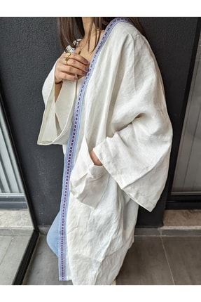 Beyaz Keten Kimono KRM031KKMN000