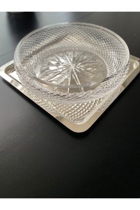 Kristal Kesme Cam Salata Kasesi 28 Cm Sık kesme 28 cm