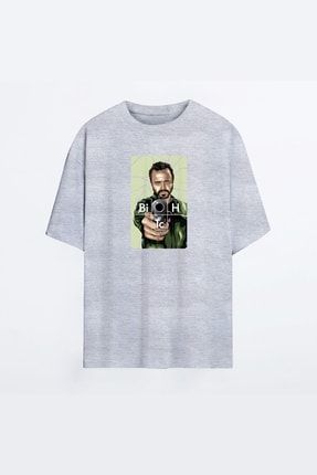 Breaking Bad Jesse Pinkman 17 Gri Hg Kadın Oversize Tshirt - Tişört OT-WOMAN-HG-PNKMN17