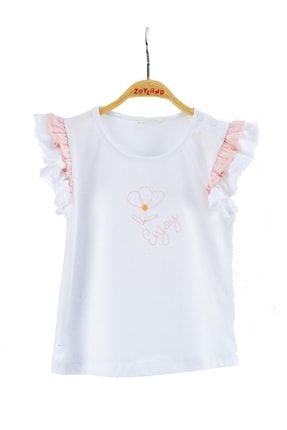 Kız Bebek Beyaz Kolları Fırfırlı T-shirt (6ay-4yaş) 221M2CLU51
