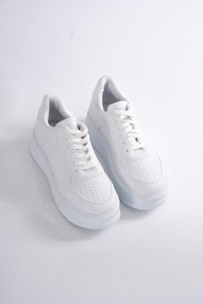 Beyaz - Kadın Yüksek Taban Renk Detaylı Sneaker 1703mila10058