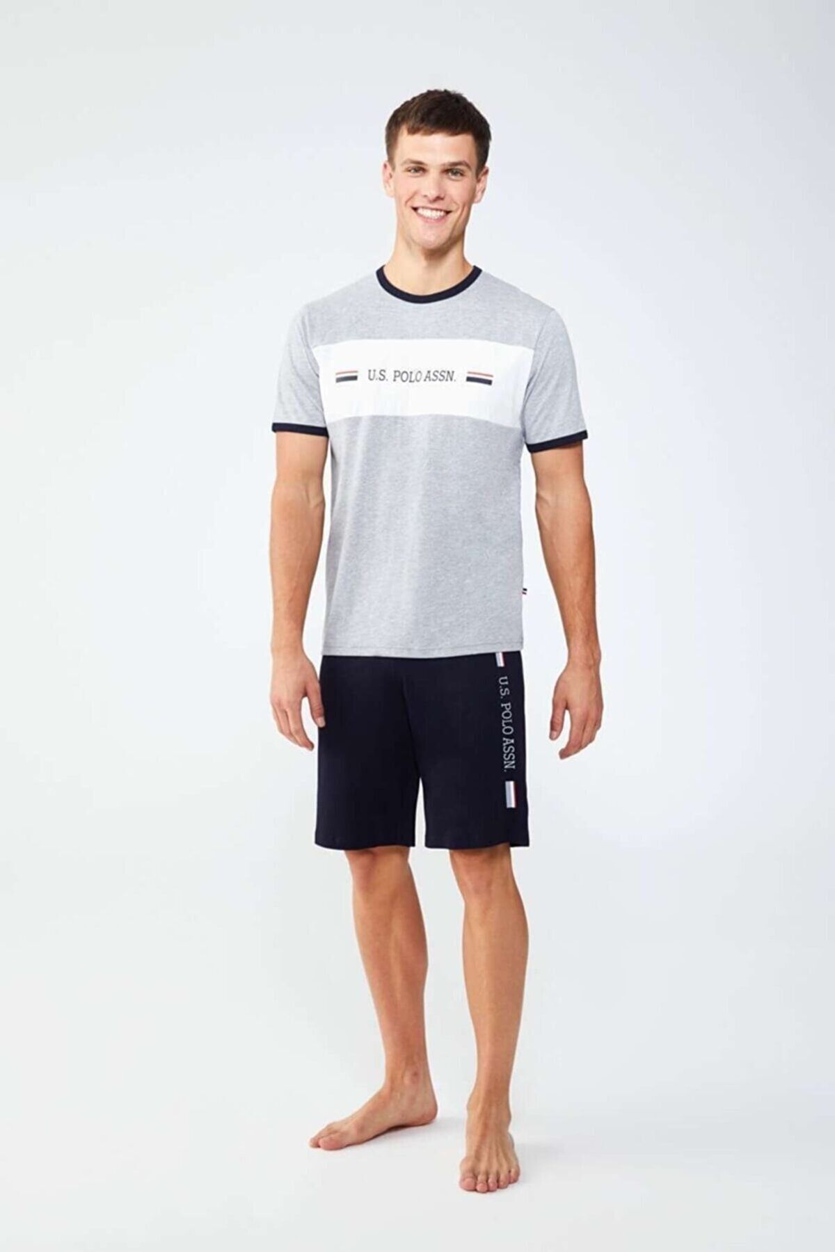 ست پیژامه خاکستری مردانه کت و شلوار تی شرت O18x5y41 U.S. Polo Assn.